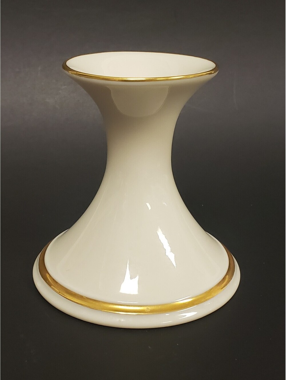 Vintage USA 3.75" Lenox White Porcelain Candle Holder with Gold Trim VG
